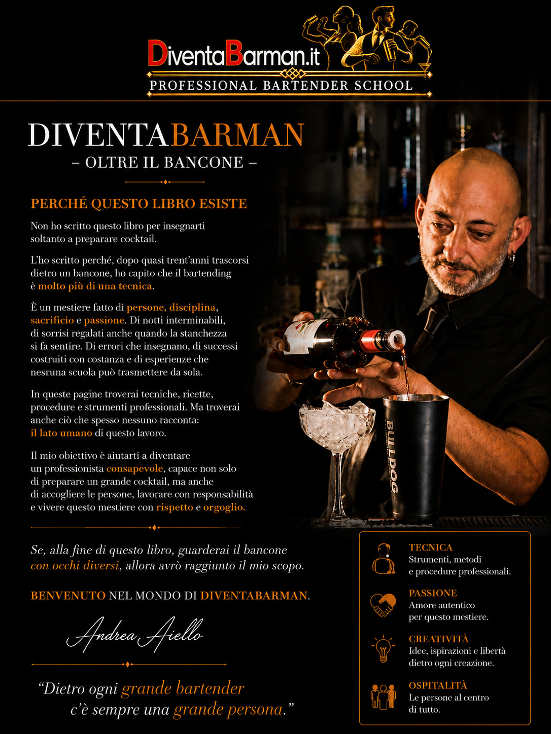 Copertina del libro Diventa Barman – Oltre il Bancone di Andrea Aiello